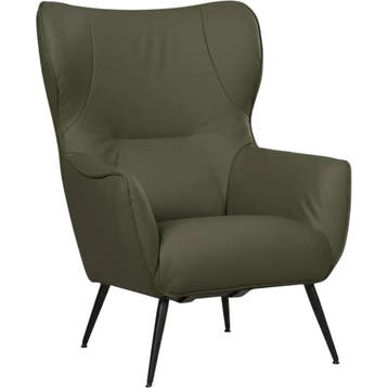 Leren fauteuil Flair - Toledo Olive (olijf/goen), Huis en Inrichting, Eigentijds, Modern, Retro, Romantisch, Nieuw, Ophalen of Verzenden