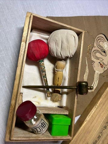Schede - Antiek onderhoudsset voor katana en andere Japanse