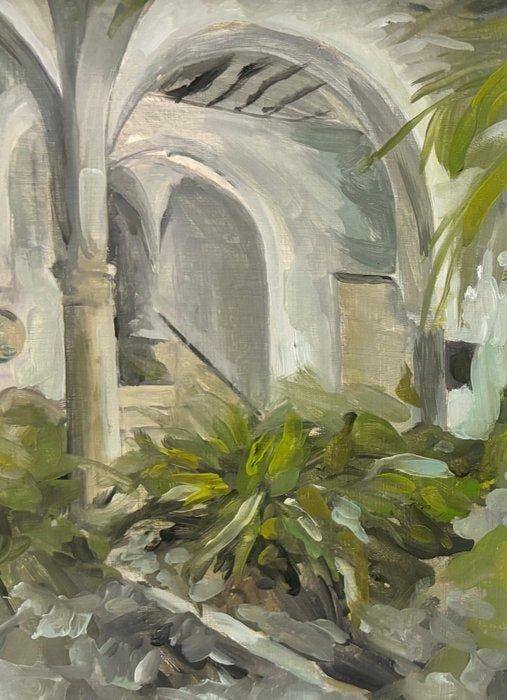 Antonio Valenzuela - Un patio Andaluz, Antiek en Kunst, Kunst | Schilderijen | Modern