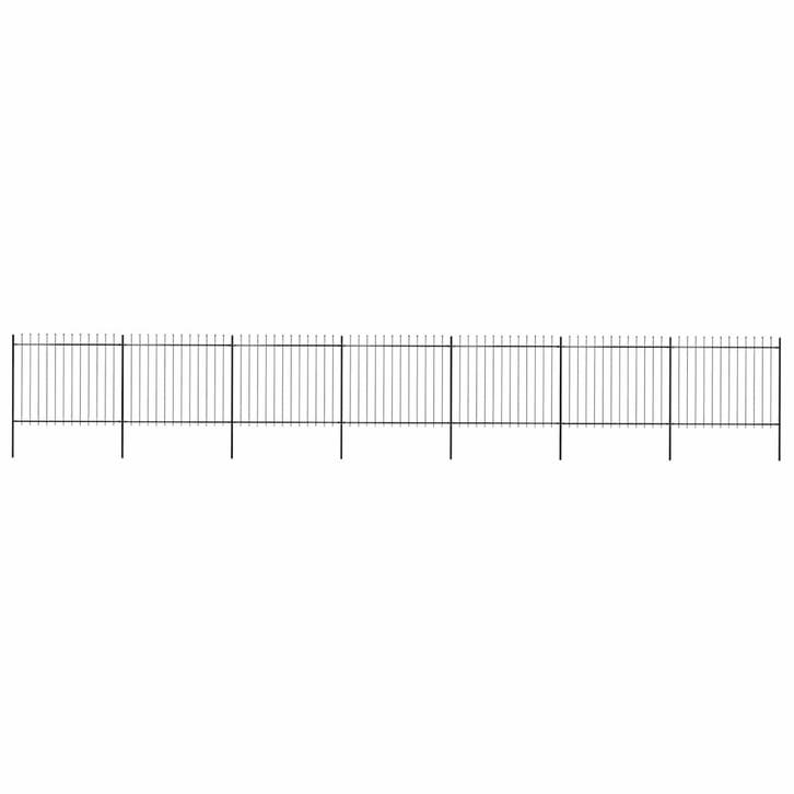 vidaXL Tuinhek met speerpunt staal 1248x150 cm zwart, Tuin en Terras, Tuinhekken en Hekwerk, Nieuw, Verzenden