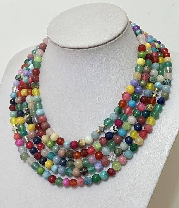 Ketting, ZEER LANG, (250 cm) van natuurlijke meervoudige, Antiquités & Art, Antiquités | Livres & Manuscrits