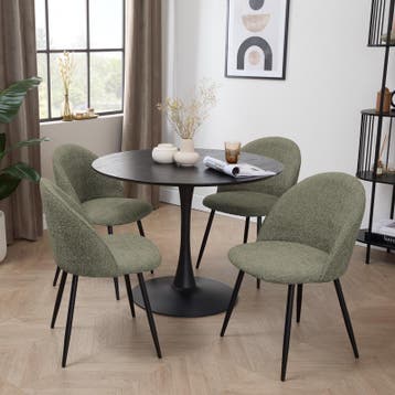 Lot de 2 chaises en bouclé - Olive Green - Hauteur dassise, Verzenden, Neuf