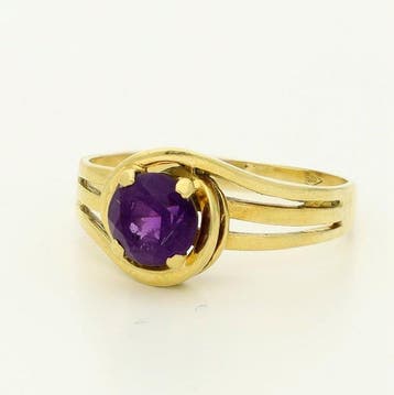 Bague - 18 carats Or jaune - 0.83ct. tw. Améthyste