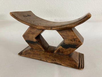 Tabouret - Bois - Appui-tête - Antique -