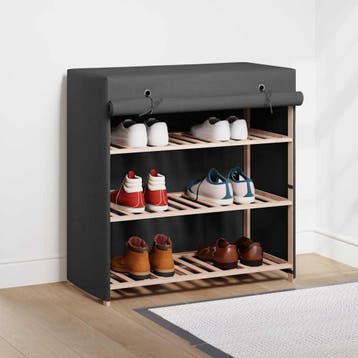 vidaXL Schoenenkast met hoes 79x40x80 cm stof grijs, Verzenden