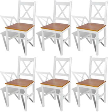 vidaXL Eetkamerstoelen 6 st grenenhout wit, Verzenden, Nieuw