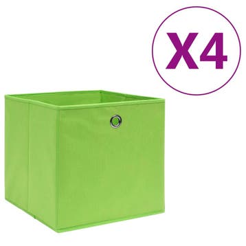 vidaXL Opbergboxen 4 st 28x28x28 cm nonwoven stof groen, Verzenden, Nieuw