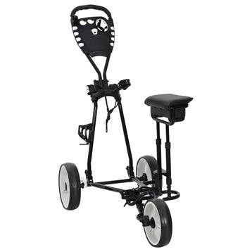 vidaXL Golf Trolley met Zitje Zwart en Wit 100 x 60 x 130 cm, Verzenden, Nieuw