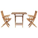 vidaXL Tuin Eettafel Set 3 pcs Bruin Massief Acacia Hout, Verzenden