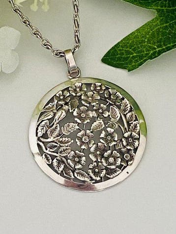 Zilver, Art Nouveau - Frankrijk - Ketting met hanger, Antiek en Kunst
