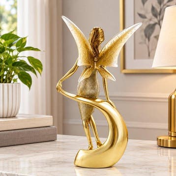 Beeld, Elegant Angel Girl Sculpture – European-Style Resin
