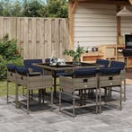 vidaXL 9-delige tuinset met kussens, grijs polyrotan, Verzenden, Tuinset