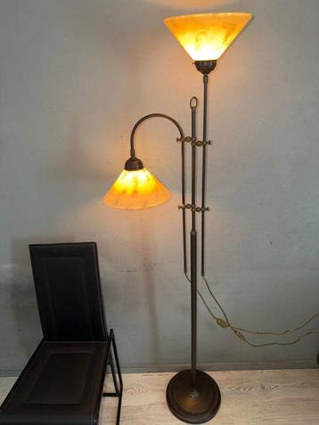 Staande lamp - Messing, Glas - Verstelbaar tot 200 cm!, Nieuw