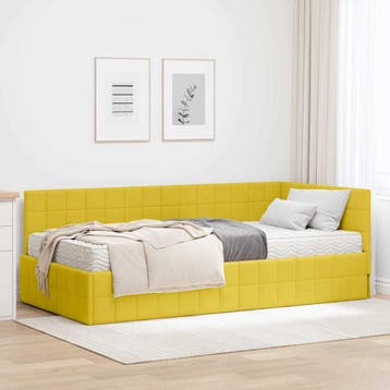 vidaXL Hoekbedframe met Matras met hoofdeinde 2 pcs Geel, Verzenden, Nieuw