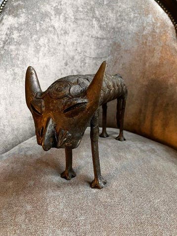 Beeld, Luipaard - 16 cm - Brons