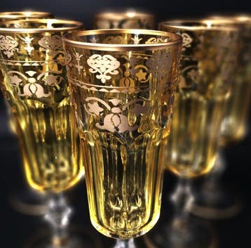 Artemisia - Champagne fluitje (6) - Lilium - Kristal, gouden, Antiek en Kunst