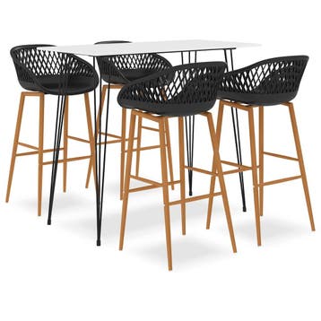 vidaXL 5-delige Barset wit en zwart, Verzenden