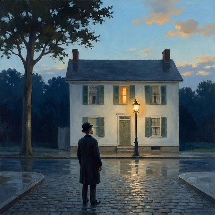Le Yack - The Return — Bowler Hat at the Lit Window -, Antiquités & Art, Art | Peinture | Moderne