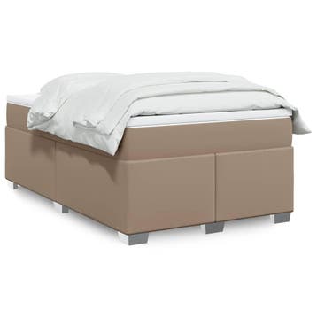 vidaXL Boxspring met matras kunstleer cappuccinokleurig, Verzenden
