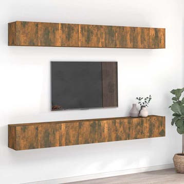 vidaXL Tv-meubelen 8 st 60x30x30 cm bewerkt hout gerookt, Huis en Inrichting, Kasten |Televisiemeubels, Verzenden, Nieuw