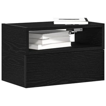 vidaXL Nachtkastje wandgemonteerd 45x26x28,5 cm zwart, Verzenden