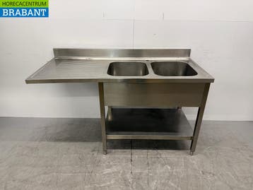 Table de rinçage en acier inoxydable Double évier 160 x 70 x, Verzenden