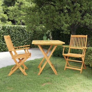 vidaXL 3-delige Tuinset inklapbaar massief acaciahout, Verzenden, Nieuw, Tuinset