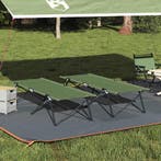 vidaXL Opvouwbaar Campingbed 2 pcs Groen 206 x 76 x 74 cm, Caravans en Kamperen, Verzenden, Nieuw