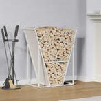 vidaXL Brandhoutrek 69,5x35x81 cm koudgewalst staal wit, Jardin & Terrasse, Bois de chauffage, Verzenden