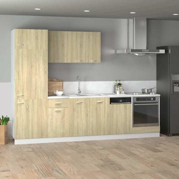 vidaXL 7-delige Keukenkastenset Lyon bewerkt hout sonoma, Verzenden, Nieuw