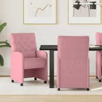 vidaXL Eetkamerstoelen met wielen 2 pcs Roze 58 x 67 x 97 cm, Verzenden, Nieuw
