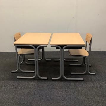 complete schoolset Galvanitas 11 stuks tafels + stoelen, Huis en Inrichting, Gebruikt, Grijs, Hout, Vijf, Zes of meer stoelen