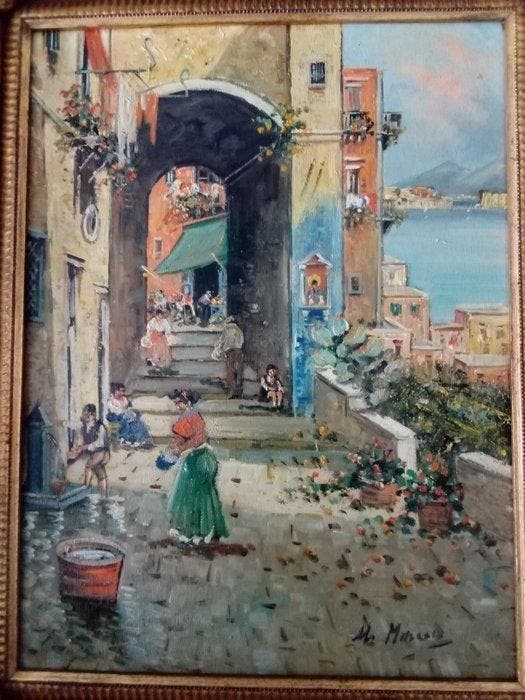 Ugo Mascolo (1948) - Napoli dai quartieri, Antiquités & Art, Art | Peinture | Classique