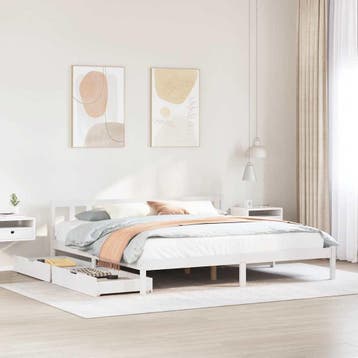 vidaXL Bedframe zonder matras massief grenenhout wit 180x200, Verzenden