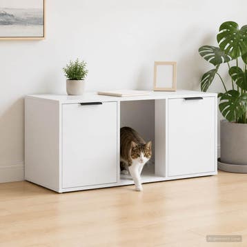 vidaXL Kattenkrat Meubel Wit 100 x 49 x 45 cm Bewerkt hout, Verzenden