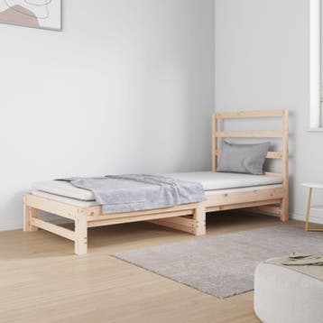 vidaXL Slaapbank uitschuifbaar massief grenenhout 2x(90x190), Verzenden, Nieuw