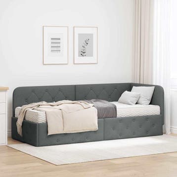 vidaXL Hoek Bed Frame Donkergrijs 80 x 200 cm Stof, Verzenden, Nieuw