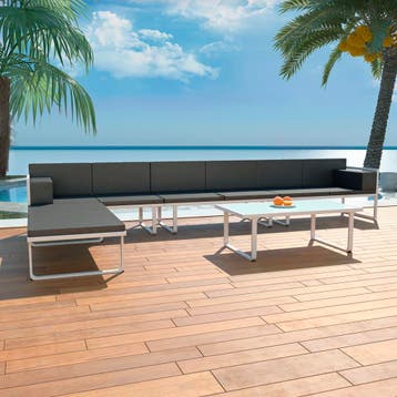 vidaXL 5-delige Loungeset textileen aluminium zwart, Tuin en Terras, Verzenden, Nieuw, Loungeset