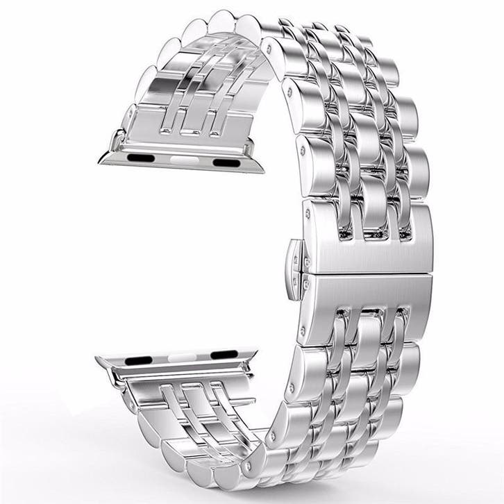 DrPhone 7-Kralen - Horlogeband RVS - Roestvrij Stalen, Handtassen en Accessoires, Smartwatches, Nieuw, Verzenden