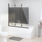 vidaXL Douchewand inklapbaar 3 panelen 130x130 cm ESG zwart, Verzenden