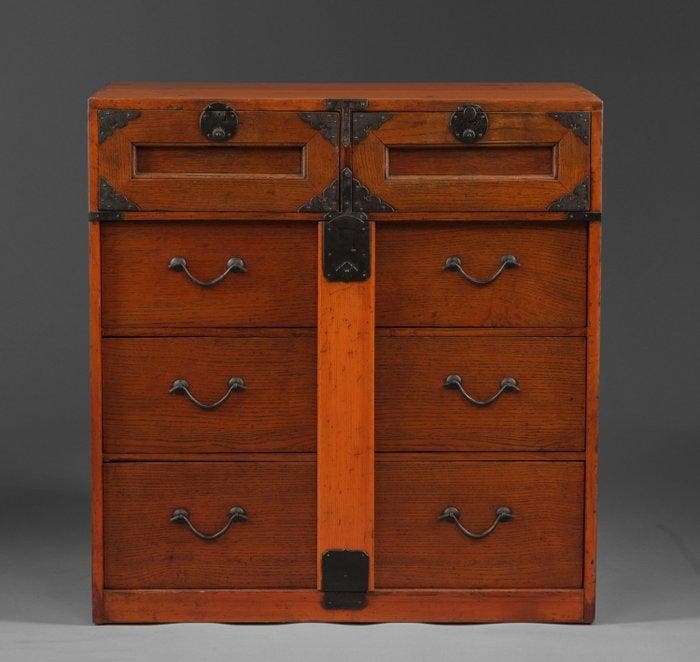 Takayama-ladenkast - Hinoki-hout (cyprus), ijzer,, Antiquités & Art, Antiquités | Autres Antiquités