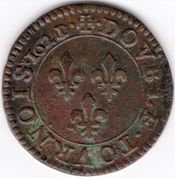 Frankrijk. Louis XIII (1610-1643). Double Tournois 1621-A,