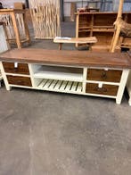 Tv-dressoir landelijk wit + smoke brown (nieuw, outlet), Nieuw, Overige houtsoorten