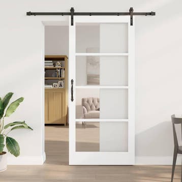 vidaXL Schuifdeur ORKDAL Wit en Zwart 93 x 211 cm, Doe-het-zelf en Bouw, Verzenden, Nieuw