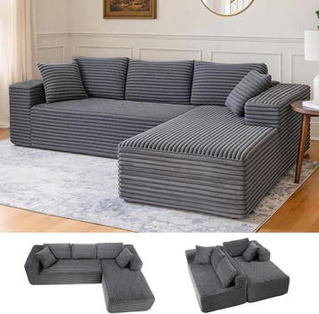 COMHOMA 267cm modulaire bank met diepe zitting, L-vormige ba, Verzenden