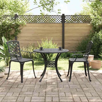vidaXL 3-delige Bistroset gietaluminium zwart, Tuin en Terras, Verzenden, Nieuw