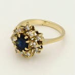 Ring - 18 karaat Geel goud Saffier - Diamant, Nieuw