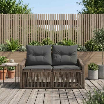vidaXL Tuin Sofa 2-Aantal zitplaatsen Grijs poly rattan, Tuin en Terras, Verzenden, Nieuw