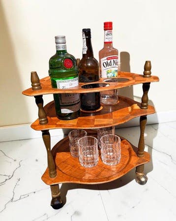 Chariot de service - Étagère vintage scandinave - Bois