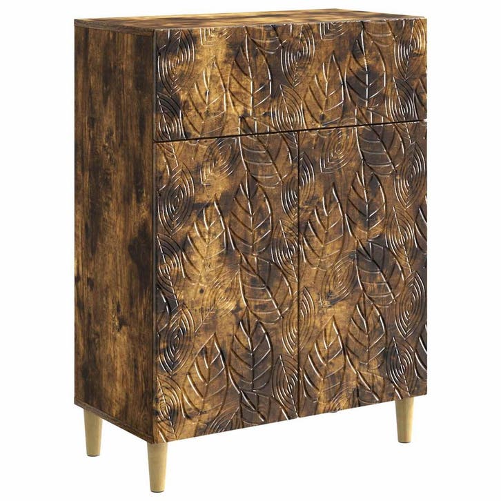 vidaXL Dressoir Gerookt eiken 66 x 34,5 x 90 cm Bewerkt hout, Huis en Inrichting, Kasten | Dressoirs, Nieuw, Verzenden